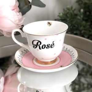 Anthropologie / Yvonne Ellen rosé teacup and saucer
